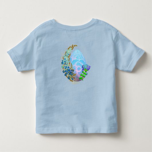 Mijn 1e Pasen Bloemenkranz Blauwe Konijn Roze Bloe Kinder Shirts (Achterkant)