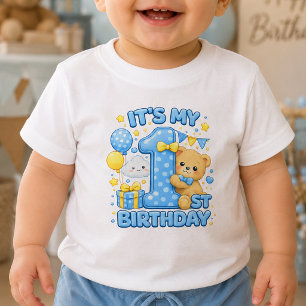 Mijn 1e verjaardag baby T-shirt Blauwe Thema
