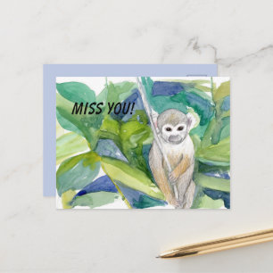 Mijn Aap Ontbreekt Jungle Dier Boom Bladeren Klimp Briefkaart