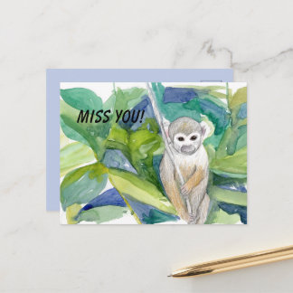 Mijn Aap Ontbreekt Jungle Dier Boom Bladeren Klimp Briefkaart