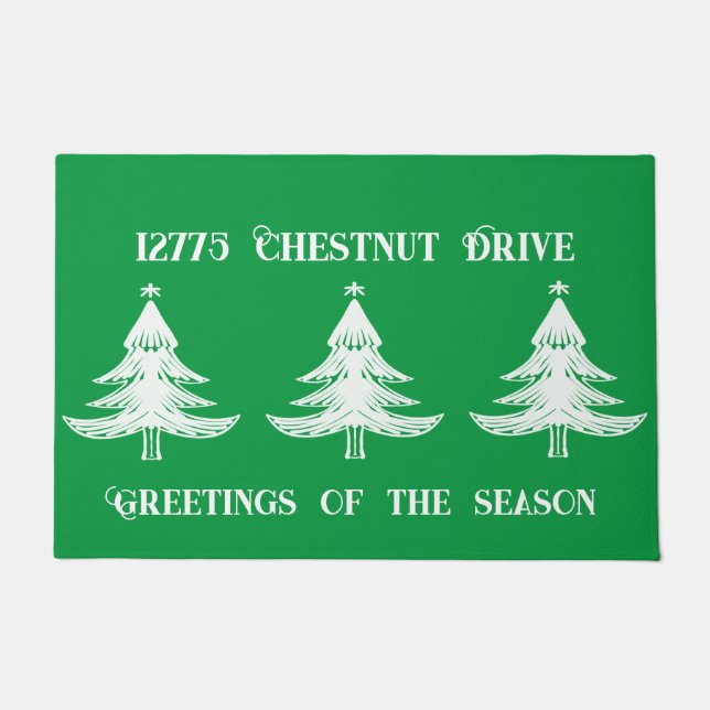 Mijn adres op een feestelijke kerst deurmat (Voorkant)