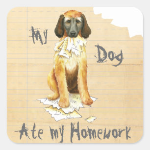 Mijn Afghaanse hond Ate mijn thuiswerk Vierkante Sticker