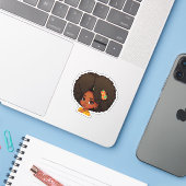 Mijn Afro - natuurlijk haar - Afrocentrische Gift Sticker (Laptop met iPhone)