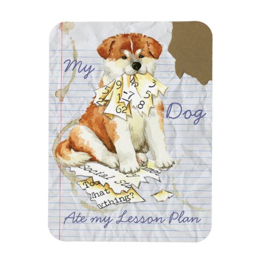 Mijn Akita Ate Mijn Lesson Plan Magneet (Verticaal)