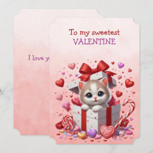 Mijn Allerliefste Valentijn Kitten In Een Doos Feestdagenkaart