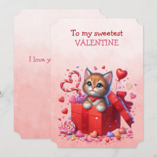 Mijn Allerliefste Valentijnsdag Kitten In Een Doos Feestdagenkaart