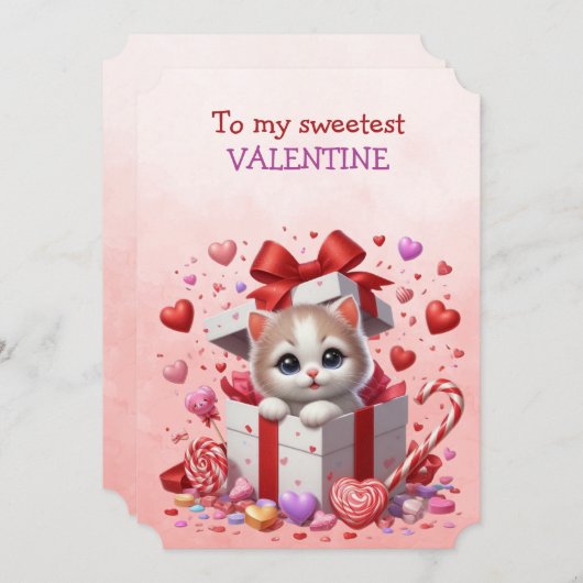Mijn Allerliefste Valentijnse Kitten In Een Doosje Feestdagenkaart (Voorkant / Achterkant)
