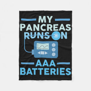 Mijn alvleesklier draait op AAA-batterijen Type 1 Fleece Deken