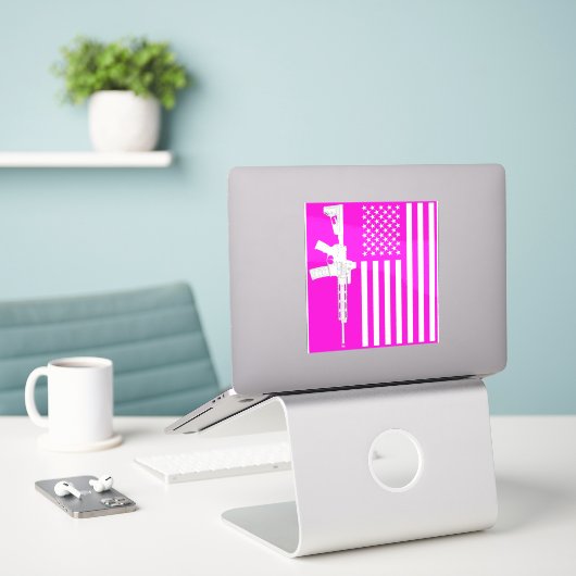 Mijn Amerika Roze Sticker (Laptop op bureau)