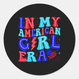 Mijn Amerikaanse Meisje Era Retro 4th van Juli Vie Ronde Sticker