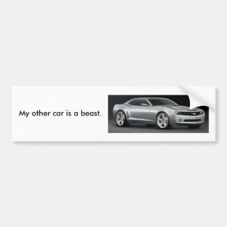 Mijn andere auto is een beest./Zilver. Bumpersticker