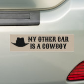 Mijn andere auto is een cowboy bumpersticker (Op auto)