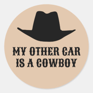 Mijn andere auto is een cowboy ronde sticker