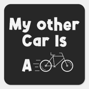 Mijn andere auto is een fiets vierkante sticker