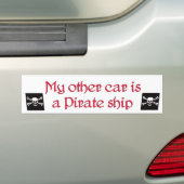 Mijn andere auto is een piratenschip bumpersticker (Op auto)