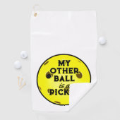 Mijn andere bal is een pickle golfer geel pickleba golfhanddoek (Insitu)