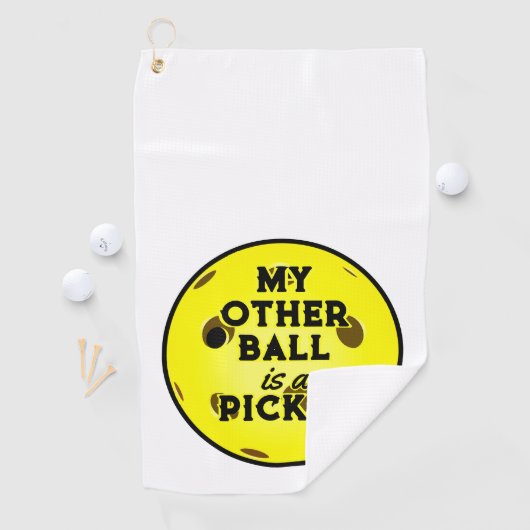 Mijn andere bal is een pickle golfer geel pickleba golfhanddoek (Insitu)