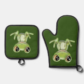 Mijn andere groene kikkervis Friend Seltzer Koelbo Ovenwant & Pannenlap Set (Voorkant)