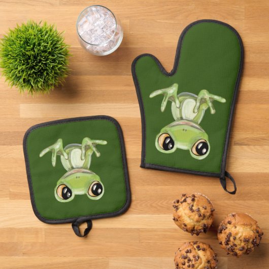 Mijn andere groene kikkervis Friend Seltzer Koelbo Ovenwant & Pannenlap Set (Top down)