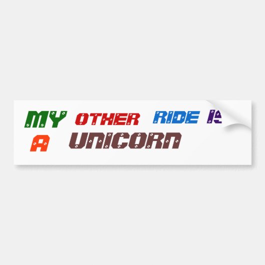 MIJN, ANDERE, RIDE, IS, A, UNICORN BUMPERSTICKER (Voorkant)