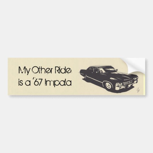 Mijn andere Ride is een Impala Bumpersticker uit ' (Voorkant)
