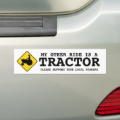 Mijn andere Ride is een TRACTOR Support Local Farm Bumpersticker (Op auto)