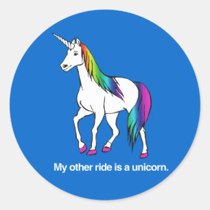 MIJN ANDERE RIDE IS EEN UNICORN RONDE STICKER