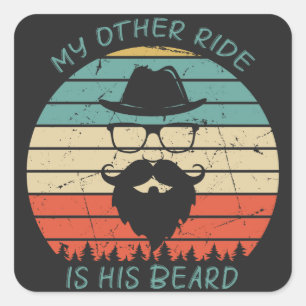Mijn andere rit is zijn baard motorfiets baard vierkante sticker