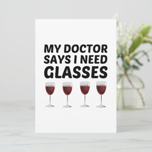 MIJN ARTS ZEGT DAT IK GLAS NODIG HEB BEDANKKAART (Staand voorkant)