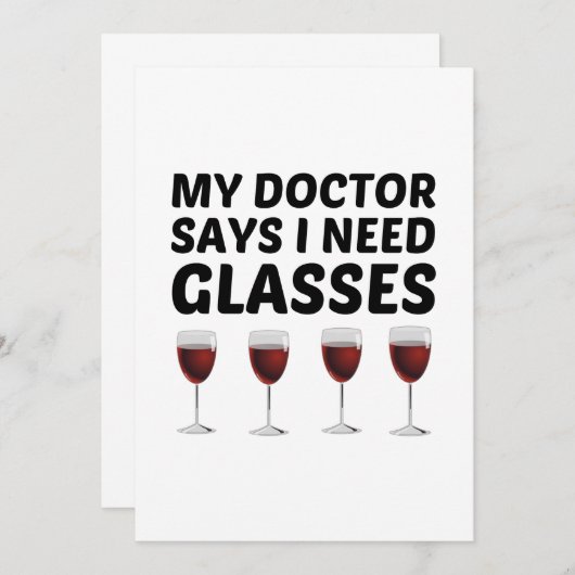 MIJN ARTS ZEGT DAT IK GLAS NODIG HEB BEDANKKAART (Voorkant / Achterkant)