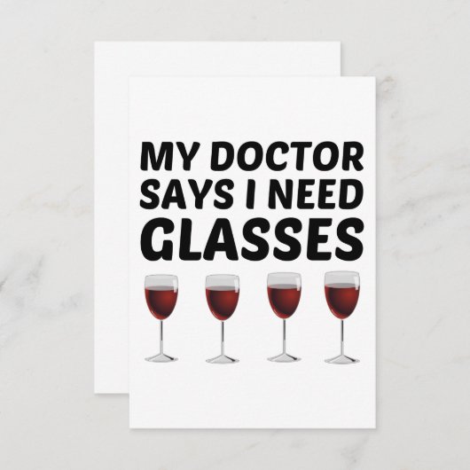 MIJN ARTS ZEGT DAT IK GLAS NODIG HEB BEDANKKAART (Voorkant / Achterkant)