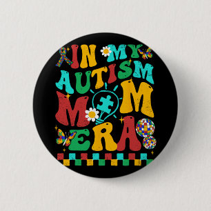 Mijn Autisme Moeder Era Groovy Puzzel Stuk Retro M Ronde Button 5,7 Cm