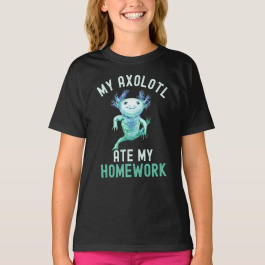 Mijn Axolotl Ate Mijn thuiswerk Funny Axolotl T-shirt (Voorkant)