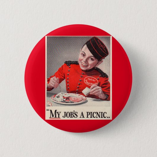 Mijn baan is een picknick ronde button 5,7 cm (Voorkant)