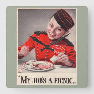 Mijn baan is een picknick vierkante klok