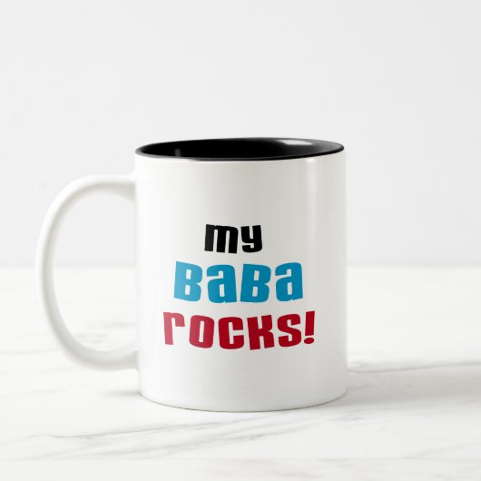 Mijn Baba Rocks T-shirts en cadeautjes Tweekleurige Koffiemok (Links)