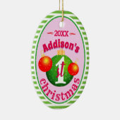 Mijn baby's (naam)Eerste Kerstmis Keramisch Ornament (Rechts)