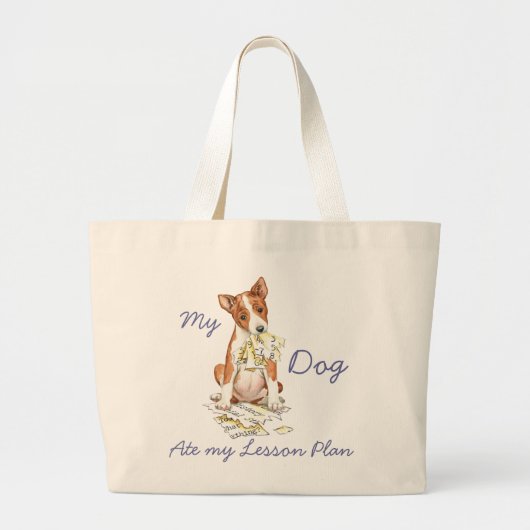 Mijn Basenji Ate Mijn Lesson Plan Grote Tote Bag (Voorkant)