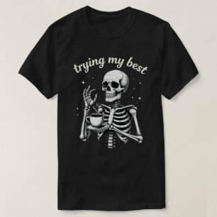 Mijn Beste Grappige Skelet Koffie Halloween Poging T-shirt