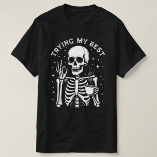 Mijn Beste Grappige Skelet Koffie Halloween Poging T-shirt
