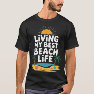 Mijn Beste Strandleven Leuk Retro Zonsondergang Zo T-shirt