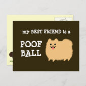 Mijn beste vriend is een Poof Ball - Funny Pom Car Briefkaart (Voorkant / Achterkant)