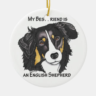Mijn beste vriend is een Tri Color English Shepher Keramisch Ornament