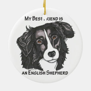 Mijn beste vriend is een zwarte en witte Engelse S Keramisch Ornament