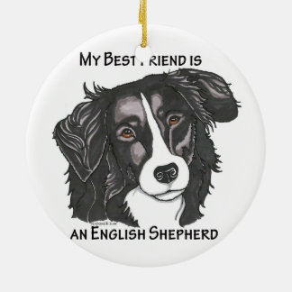 Mijn beste vriend is een zwarte en witte Engelse S Keramisch Ornament