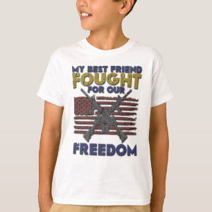 Mijn beste vriend vecht voor onze vrijheid - Veter T-shirt