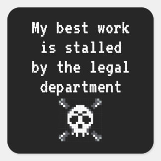 Mijn beste werk is geblokkeerd door juridische vierkante sticker
