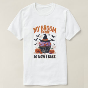 Mijn bezem brak dus nu bak ik - grappige Halloween T-shirt