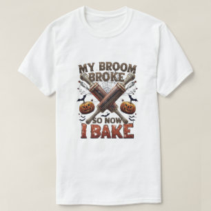 Mijn bezem brak dus nu bak ik - grappige Halloween T-shirt