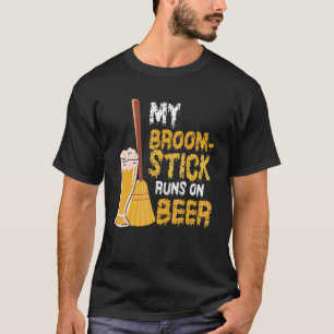 Mijn bezemsteel rijdt op bier Halloween Hekserij T-shirt